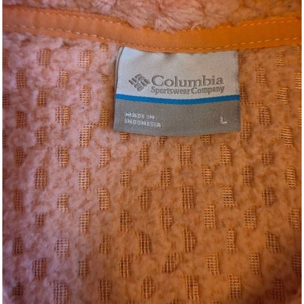 Columbia Womens L Pink Sherpa Fleece Quarter Zip Pullover Jacket - Picture 3 of 3